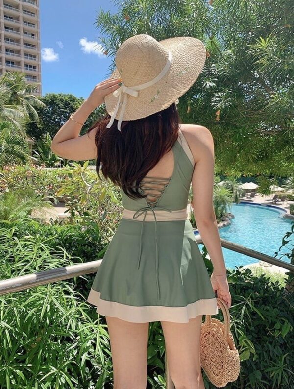 Mina_Swimsuit_復古牛油果色小露背連身泳衣_Mina_Closet